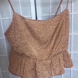 Tan and white blouse with spaghetti straps